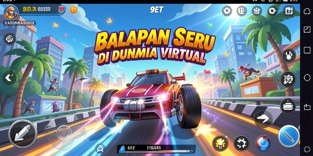 Screenshot gameplay <strong>9ET</strong> yang menunjukkan aksi balap menegangkan.