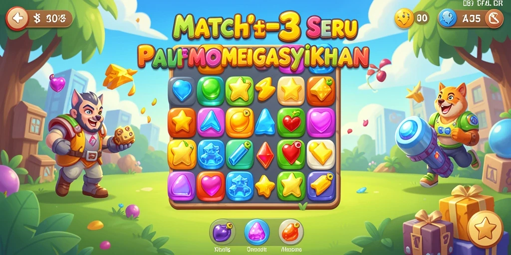 Screenshot utama AFAF menampilkan gameplay seru game Match-3.