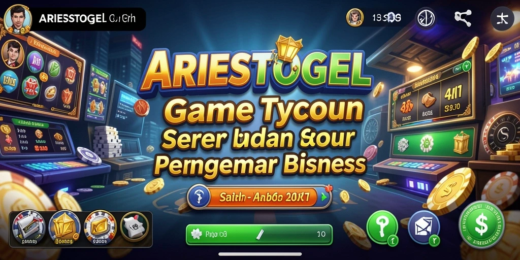 Tangkapan layar gameplay ARIESTOGEL menunjukkan simulasi bisnis yang menarik.