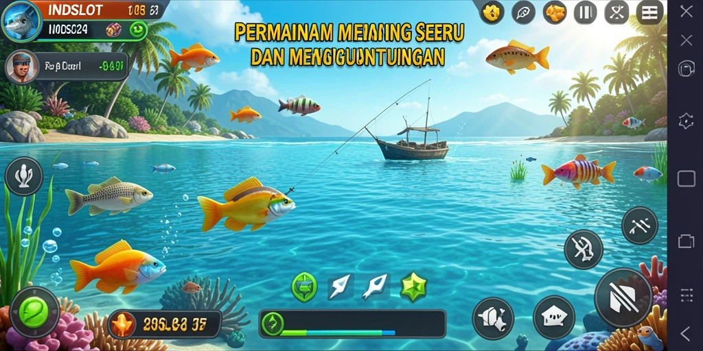 Screenshot gameplay INDSLOT menampilkan aksi memancing yang seru.
