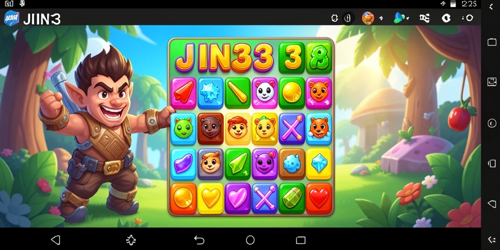 Tangkapan layar gameplay JIN33 menampilkan aksi seru mencocokkan batu berwarna.