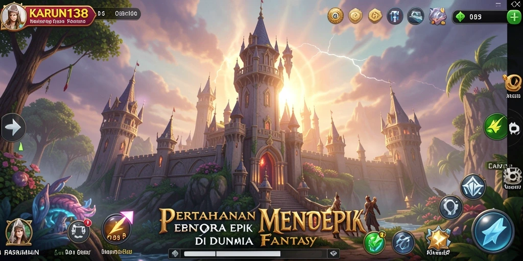 Gambaran gameplay seru dalam Tower Defense dengan menara yang strategis.