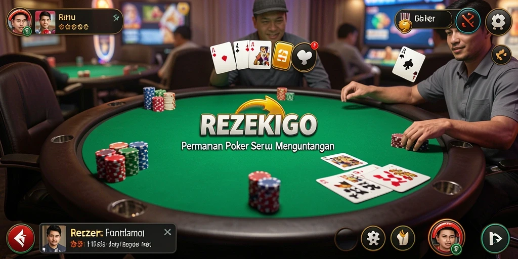 Tampilan gameplay poker yang mengasyikkan di REZEKIGO.