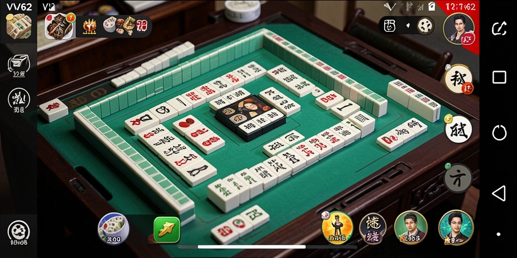 Screenshot gameplay VV62 yang menampilkan pertempuran strategis dalam permainan Mahjong.